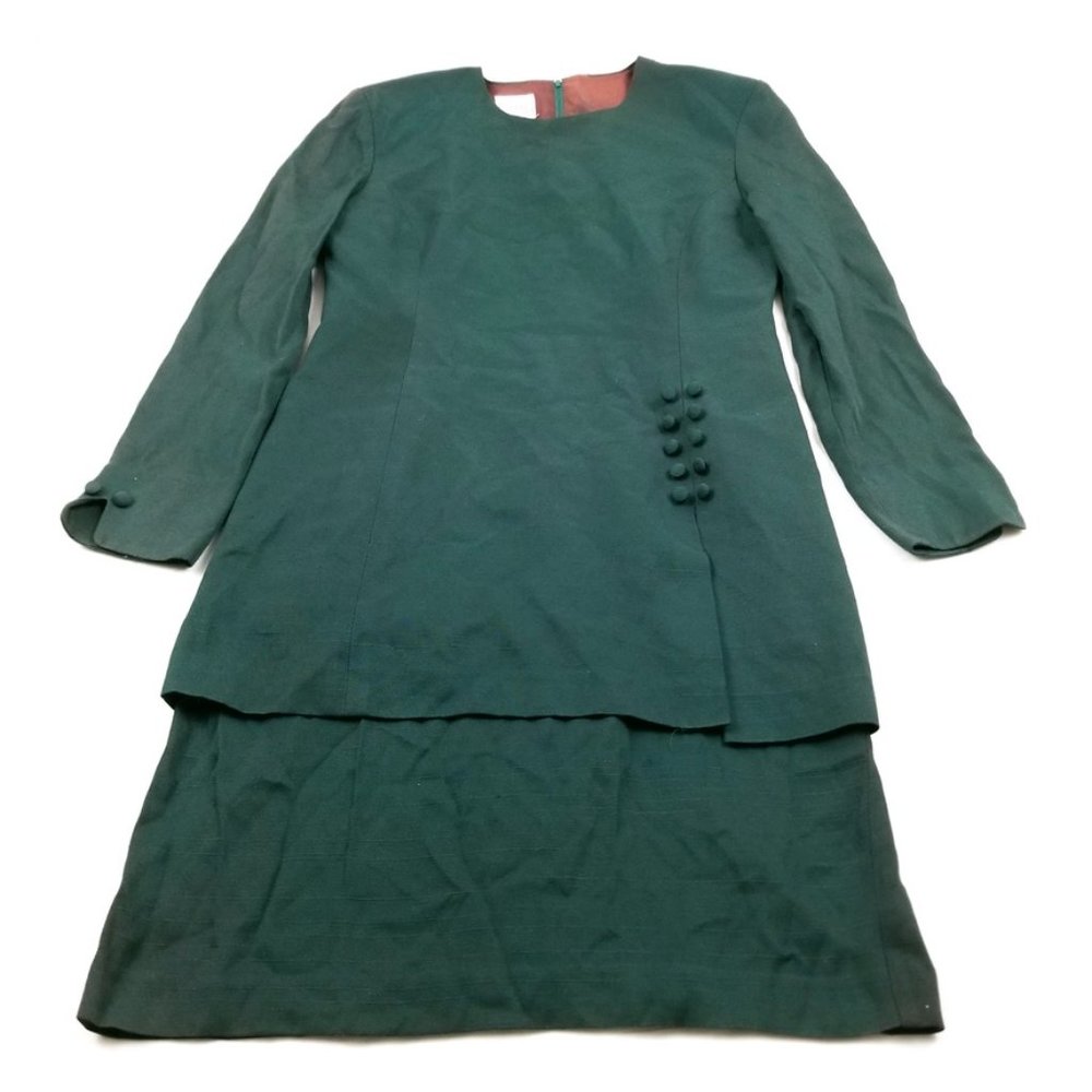 Vintage Forest Green 2-Piece Suit Dress Small 6